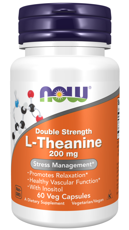 Now L-Theanine Double Strength 200mg 60 Vegetable Capsules  